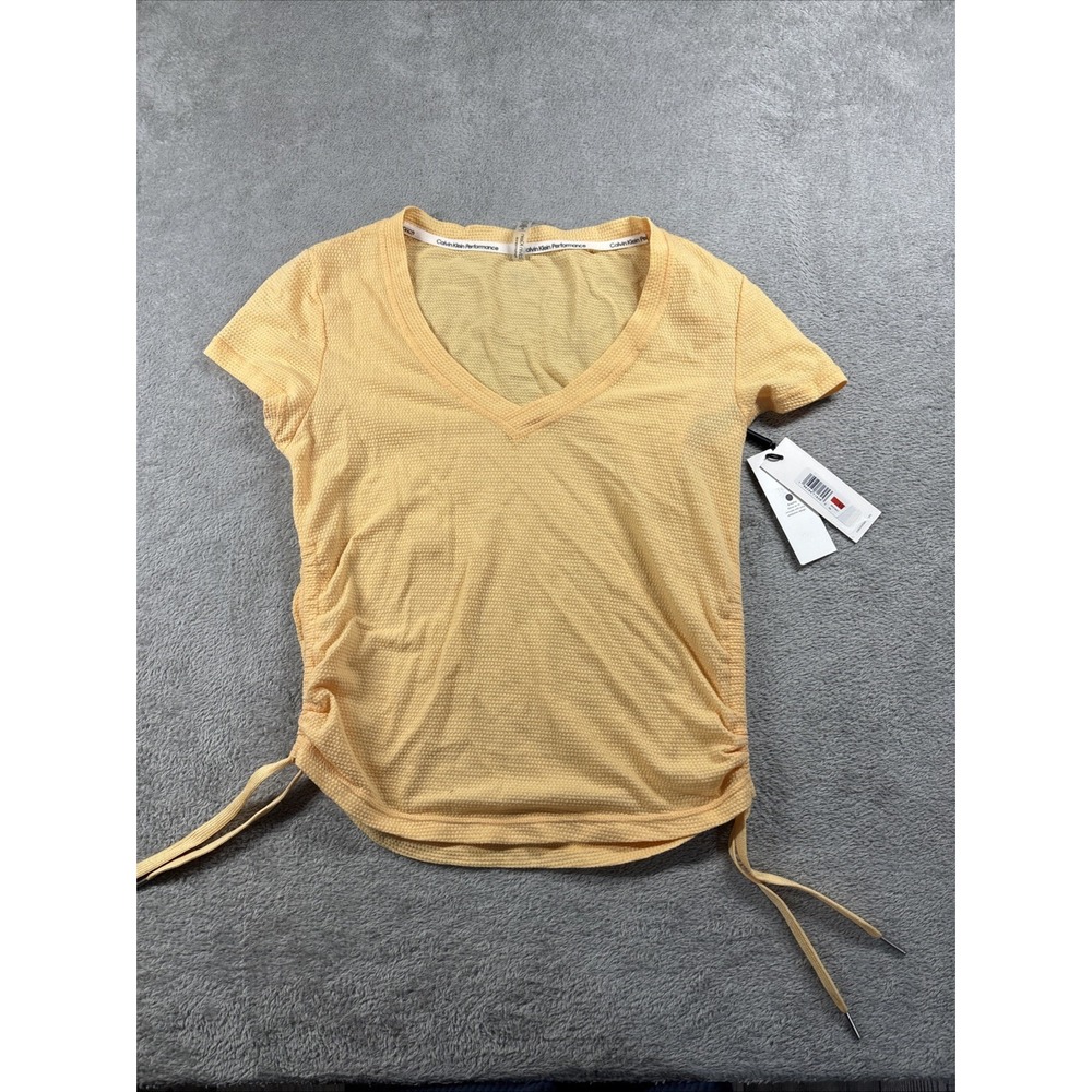 NWT Calvin Klein Performance Women's Cinched Side Athletic Top Yellow Size XS
